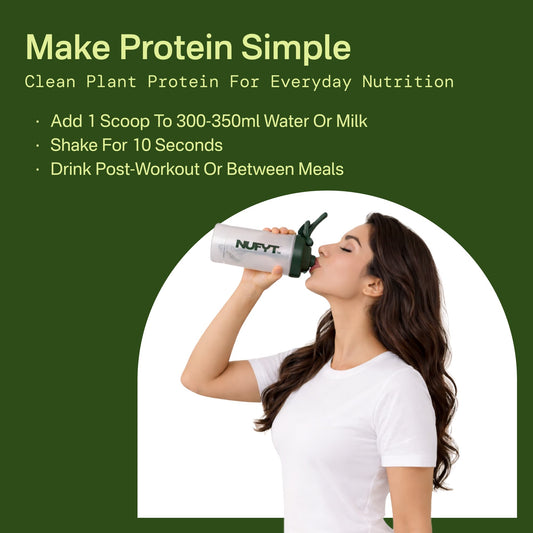 NUFYT BPA-free shaker bottle with durable design, ideal for sports and fitness hydration, shown with secure lid and mixing ball inside.