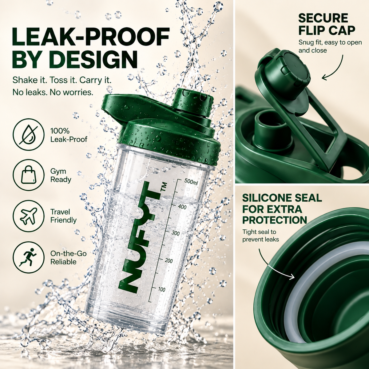 NUFYT SHAKER: Durable BPA-Free Bottle