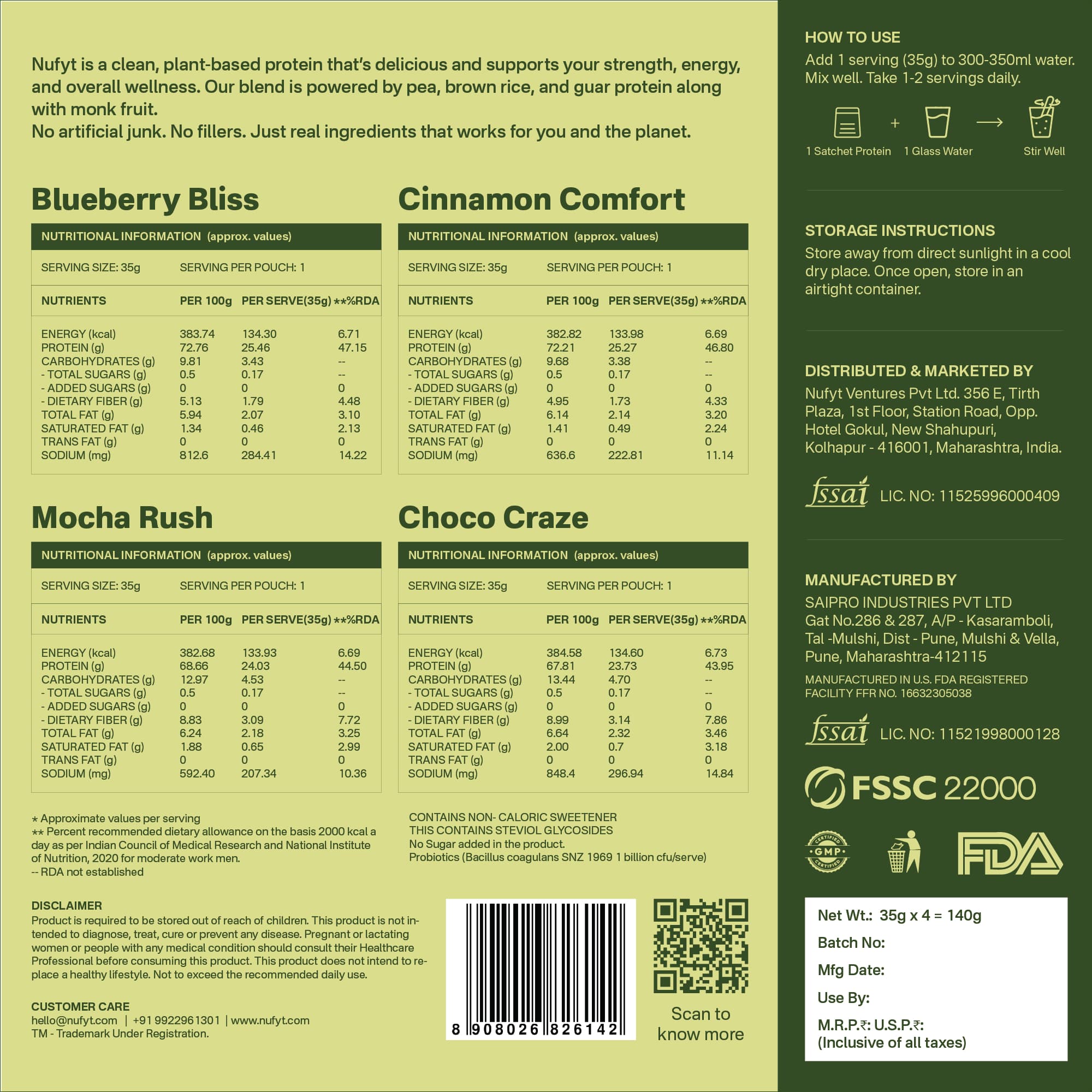 NUFYT trial pack box with various protein supplement samples for health and fitness nutrition.