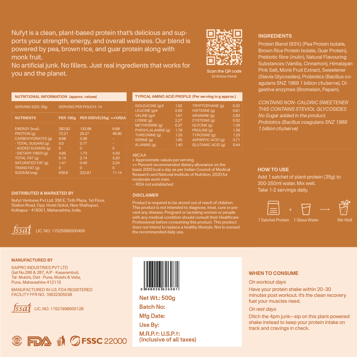 40738732539953  Nutritional label and ingredients list on a product packaging back